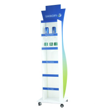 Factory Customized 6 Tier Supermarket Water Juice Drink Bottle Holder with Wheels Floor Display Stand Acrylic display racks posm